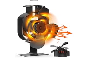 VAZILLIO Kaminventilator Oszillation Ofenventilator Ohne Strom Mit Temperaturbalken, Wärmebetriebener, Leiser Betrieb Kamin Ventilator, Kaminlüfter für Kaminofen/Kamin/Ofen/Holz
