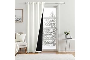 ‎MIULEE MIULEE Vorhänge Blickdichte Doppellagige Thermovorhang Gegen Kälte und Hitze, Dicker Lärmschutz Kälteschutz Türvorhang, Gardinen Ösen Verdunkelung Wind Winter, 260x132(HöhexBreite), Weiß, 1 Stück