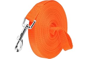 EOPUOZS Lunghina Cane 10 Metri, Guinzaglio da Addestramento per Cani di Piccola e Grande Taglia, Guinzaglio Lungo per Cani per l'addestramento e l'uso all'aperto, con Passante e Moschettone a D (Arancio)