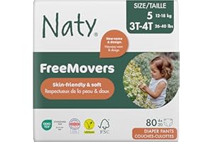‎NATY Eco by Naty Pieluchomajtki - Hipoalergiczne i wolne od chemikaliów, bardzo chłonne i przyjazne dla środowiska pieluchomajtki dla chłopców i dziewczynek (rozmiar 5, 80 sztuk)