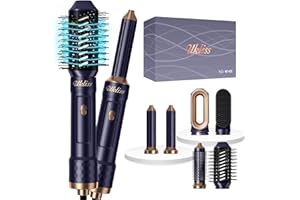 Brosse Soufflante set, UKLISS Air styler 6 in 1 avec 6 Accessoires, Brosse Lissante Cheveux, pour Sécher,Brosse Soufflante, fer a Boucler, Seche Cheveux, Boucler, Lisser, Donner du Volume et Coiffer