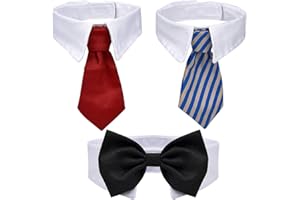 Dokpav 3 Pezzi Cane Gatto Cravatta Formale Collare Cotone Animale Domestico Regolabile Papillon Bowknot per Nozze Partito - S