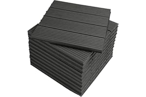 WOLTU GTF001an WPC Carrelage de sol 30x30cm Revêtement de sol pour extérieur en composite bois-plastique Jardin terrasse système plug-in, Anthracite (11 pièces / 1 m²)