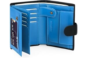 SENDEFN SENFEFN Portafoglio Uomo Vera Pelle Trifold, Portafogli Uomo Blocco RFID con 19 Porta Carte di Credito, Tasca Portamonete, 3 Scomparti Banconote