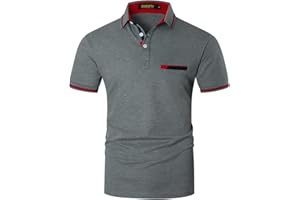 GNRSPTY Men's Short Sleeve Polo Shirts Classic Contrast Color Thread Slim Fit Cotton Golf Tennis T-Shirt