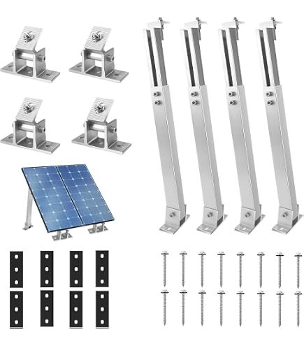 Support Panneau Solaire Aluminium 1040 Mm - Angle Réglable 0 à 90° - Pour Camping-car, Toit, Installation Solaire Hors Réseau