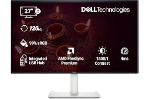 Dell S2725QC 27" 4K (3840 * 2160) USB-C Monitor|Titan Grey|IPS 120Hz| 350 cd/m2 |4 ms, Contrast 1,500:1| Tilt, Height, Pivot & Swivel|Ports: 2X HDMI| 2 * 5W Speakers|99% SRGB |AMD Freesync Premium