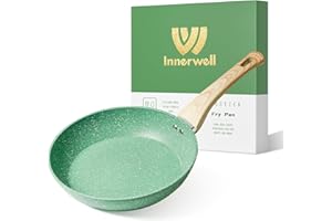 Innerwell Padella Antiaderente Induzione 24 cm, Alluminio, Senza Pfoa, Rivestimento Granito, Manico Ergonomico, Induzione compatibile, Verde