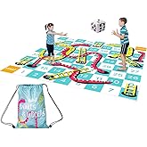 THE TWIDDLERS XXL Giant Snake and Ladders Game (3x3m) - Waterproof Garden Mat with Inflatable Dice and Bag for Kids and Adult