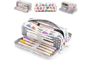 NEWUPZSI Piórnik dla dziewcząt i chłopców z 3 przegródkami, duży, dla dziewcząt, nastolatków, z 3 przegródkami, dla dzieci, studentów, dorosłych, do szkoły, biura, na prezent, makaron, Etui na