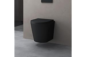 doporro WC Suspendu Noir Mat Cuvette Céramique Toilette Abattant Silencieux avec Frein de Chute Aachen108