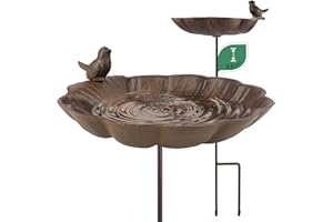 WILDLIFE FRIEND Vogeltränke stehend auf Stab - Gusseisen Vogelbad für Garten und Balkon - Frostsichere Wasserschale - Robust und Langlebig - 63 cm Höhe - Winterfest, Insektenfreundlich