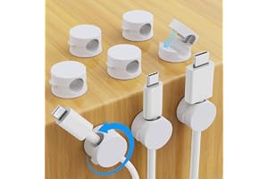 AGPTEK 8-pack magnetiska kabelklämmor, uppgraderade 360° roterbara sladdhållare klämmor, skrivbordssladd, organisering, själv