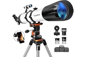Dianfan Telescopio,90 mm 800 Telescopio Astronomico Adulti Bambini,32X-240X Telescopio Rifrattore Portatile per Principianti,con Treppiede Inossidabile e Adattatore per Telefono, Borsa