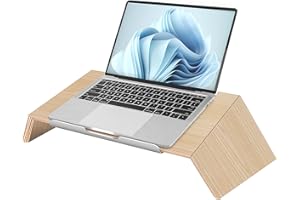 Aothia Drewniany stojak na laptopa, do telewizora/komputera/laptopa/MacBooka, składany, przenośny stojak na laptopa, ergonomiczny uchwyt na laptopa (dąb)