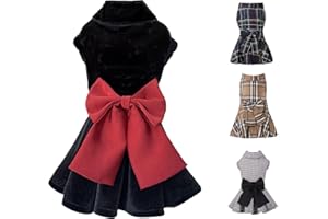MAMORE Fashional Dog Cat Dress with Bowknot, All Weather Puppy Clothes Pet Princess Dresses for Small Dogs Cats Girl (X-Small, Black)