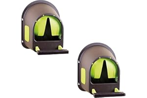 horizont Legenest für Hühner, MyCozyNest, aus Kunststoff, zur Wandmontage, Nest für Hühner, große Hühnerbox, Kunststoffnest, Legebox, Geflügelnest, sehr robust (Braun | Limettengrün, 2er Pack)