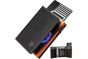 DODENSHA MagSnap moero portafoglio I portafoglio uomo piccolo I porta carte di credito uomo 10+ Karten I portatessere uomo tascabile I Protezione RFID I nero/arancione