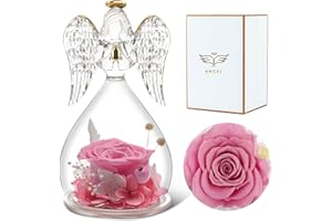 ‎SUNIA Sunia Geschenk für Mama, Ewige Rose in Engel Glaskuppel, Handgefertigte Ewige Blume Engel Figur, Geburtstagsgeschenk für Frauen Mutter Oma, Mama Geschenk Weihnachten, Geschenke zum Muttertag Jahrestag