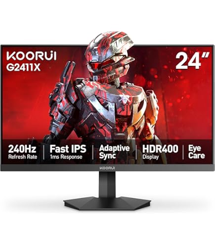KOORUI 24 Inch Gaming Monitor, 165Hz 1080p 1ms IPS, Adaptive Sync