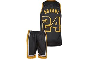Amdrabola Lakers Kobe Bryant Kids Basketball Jersey Black Yellow with Shorts for Basketball Fans (4-13 Years)