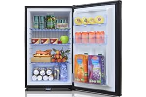 SMETA 12V 230V Camping Kühlschrank 50L, Absorber 12v Kühlschrank Wohnmobil für Wohnwagen, Camping, Auto, LKW, Lautlos 0dB, Schwarz mit Schloss