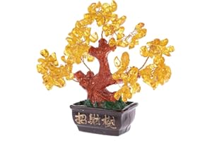 lachineuse - Albero Feng Shui in citrino giallo - Albero della fortuna 12 cm - Decorazione asiatica giapponese - Albero della fortuna - Decorazione asiatica Bonzai Pietre Preziose - Oggetto