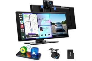 LAMTTO Pantalla Coche CarPlay Inalámbrico 10,25" Car Play Android Auto Estéreo con Dashcam Delantera Trasera 2,5K+1080P Sin Instalación Navegación Bluetooth FM AUX Tarjeta TF 64GB