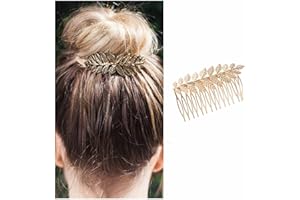 Cimenexe - Peineta de hoja bohemia para el pelo, pasador de hoja dorada, tocado vintage, peine decorativo para boda, accesorios para el cabello, joyería para mujeres y niñas, regalos
