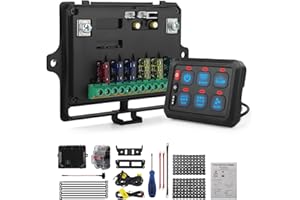 Chelhead Panneau De Commutation RGB 6 Gangs 12-24 V IP65 Étanche Multifonction Programmable Avec Fonction De Gradation, Compatible Avec Camion, Bateau, SUV, Camping-car, Remorque, UTV, Voiture, Yachts