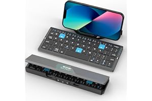SIKAI Bluetooth Keyboard Foldable with Magnetic Stand for iphone, Aluminum Alloy Quiet Mini Folding iPad Keyboard Bluetooth, Travel Pocket Bluetooth Portable Keyboard for iphone,Tablet,iPad, Black