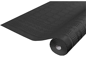COGIR Pro Nappe - Ref R482534I - Mantel de Papel Damasco desechable en Rollo 25 M de Largo X 1,18 M de Ancho - Color Negro - Papel Damasco con Estampado Universal Chic y clásico