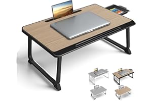 WEIQILE Mesa para Cama con Portátil - para Desayunar En La Cama, Estudiar, Trabajo De Oficina, Juegos, Escritura Y Lectura. Mesita para Sofá, Sillón, Soporte para Portátil (60x40 Wood)