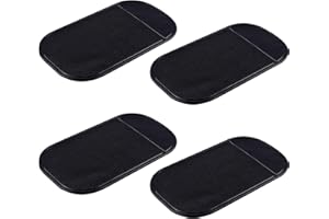 CRETVESTSAR 4-Pack Non-Slip Grip Pad, 14x8cm Silicone Mat for Phone Glasses Keys Remote Control, Anti Slip Car Dash Mats, Anti-Skid Surface Protector for Desk Car Dashboard Table, Keep Items Secure(Black)