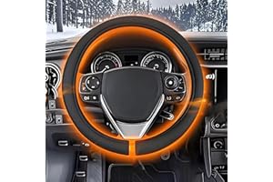 NATWO Heated Steering Wheel Cover, Vehicle Hand Warming Steering Wheel Protector, Heater Suede Cover, Quick Heating Automatic Temperature Control for Vehicles Trucks Vans SUVs