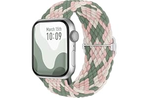 Suitisbest Nylonowy pasek do Apple Watch 38 mm, 40 mm, 41 mm, 42 mm, 44 mm, 45 mm, 49 mm, antypoślizgowy, pleciony, elastyczny pasek do Apple Watch 9, 8, SE, 7, 6, 5, 4, 3, 2, 1