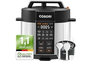 ‎COSORI COSORI Schnellkochtopf, 9-in-1, Multikocher mit 14 Funktionen, 5,7 L Pressure Cooker, Reiskocher, Dampfgarer, Joghurtbereiter, Slow cooker und Sous Vide, Sautierpfanne, Rezeptbuch, Edelstahl