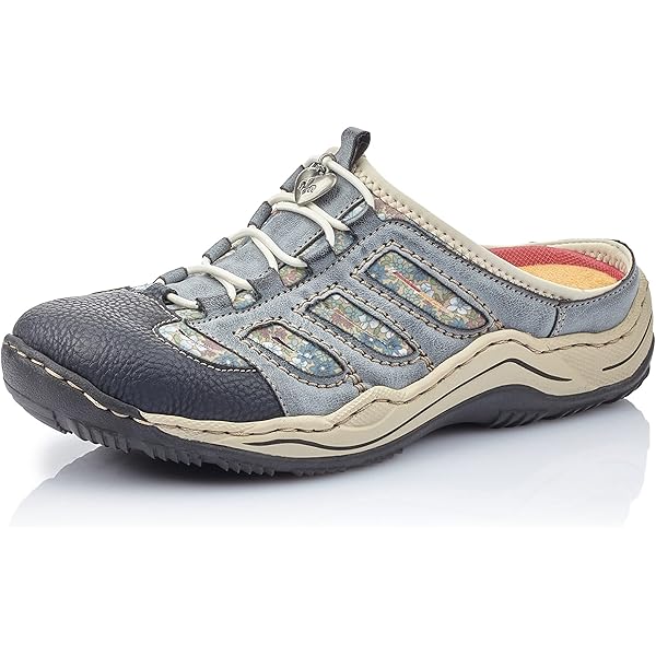 Rieker 08065 slippers voor heren, slip-on, grijs combi, 45 EU