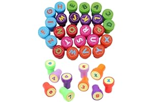 EHDWXVZM Confezione Da 26 Timbri Con Lettere E 10 Timbri Con Numeri, Timbri Creativi Con Cartoni Animati, Timbri Con Giocattoli Per Bambini, Regali Per Feste Per Bambini, Materiale Scolastico Per Bambini