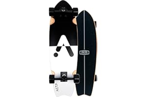 ACTA Surfskate Upside Down 32" - Negro & Blanco - Tabla de surf de arce de 7 pliegues, ideal para principiantes e intermedios, para pumptrack, cruising y carving urbano