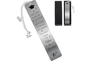 COZDAZZ Graduation Gifts for Her Him 2025: Enjoy The Journey Metal Bookmark with Pendant, Inspirational Book Mark for Graduate, Motivational Gift for Him Her Students Daughter Son with Gift Box