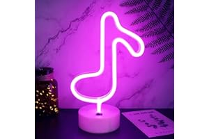 YIVIYAR LED Musical Note Neon Lights - USB/Battery Powered Pink LED Neon Lights for Girls & Christmas Decor