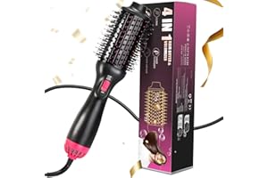 BNEHHOV Warmluftbürste Rundbürstenföhn, One-Step Föhnbürste zum Haartrockner 4 In 1 Heißluftbürste mit 3 einstellbare Temperaturen & 2 Windstärken, Volumenbürste Glättbürste Lockenbürste