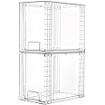 Vtopmart 2 Pack Clear Stackable Storage Drawers,9.7" High Plastic Organizers Bins for Skincare, Bathroom Supplies,Ideal for Cabinet,Undersink,Vanity,Kitchen,Pantry Organization