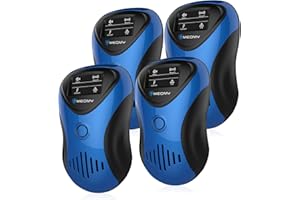 MEOMY Repelente Ultrasónico de Plagas 2024 Repelente Ultrasónico Mosquitos, 4 Modos para Conducir con Precisión Ratas y Ratones, Cucarachas, Insectos, Hormigas, Pulgas, Moscas [4 Piezas]