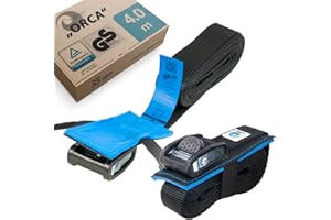 valonic ORCA - 2x 4m XL tie down straps, 35mm, 800Kg, protection pad, TÜV Rheinl. / GS certified, EN-12195-2 - cam buckle, for roof rack, surfboard, kayak and paddle board, black