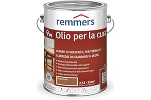 Remmers Olio curativo bangkirai, 2,5 litri, olio a decorativo base di solvente legno all'interno e all'esterno, idrorepellente, tonalità di colore brillanti, adatto per mobili da giardino e terrazze in legno