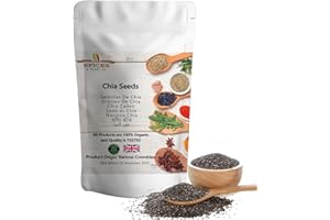 Organic Chia Seeds Premium Quality by Spices&herbsuk - Freshly Packed Organic High in Protein, Omega-3, Fibber - Raw Black Perfect for Healthy Diets, Salads, Breakfast - 500g