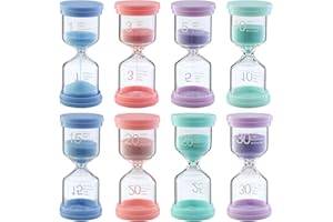 LIAILA 8 Stück Sanduhren Set für Kinder, Buntes Sanduhr Kinder Set 1/3/5/10/15/20/25/30 Minuten, Time Timer Kinder für das Leben der, Lernen, Spiel Timing, Kreative Geschenke, Die Dekoration im Home Office