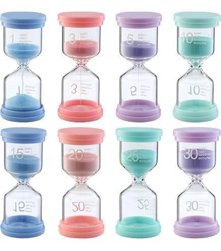 Frasheng Sanduhr Set – 5 Bunte Sanduhren (3/5/10/15/30 Min.) Für Küche, Schule & Spiele, Farbcodiert